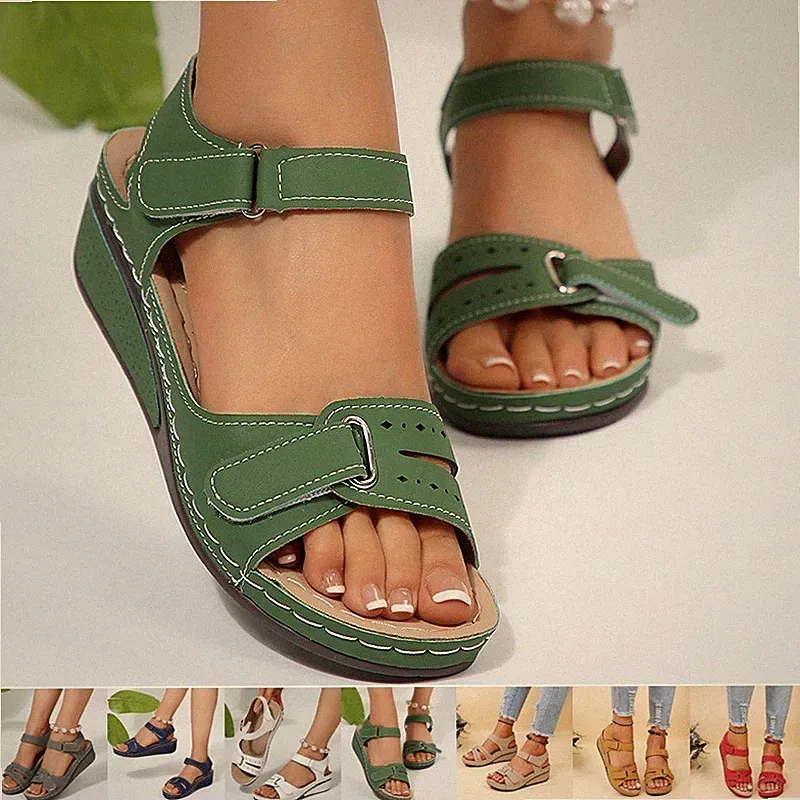 Mode Damen-Sandalen Sommer-Keilabsatzschuhe Atmungsaktive Weiche Strand-Sandalen
