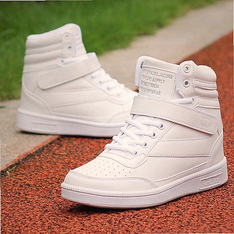 Mode Damen Sneakers Hidden Wedge Keilabsatz High Top Schnürung Schuhe DE