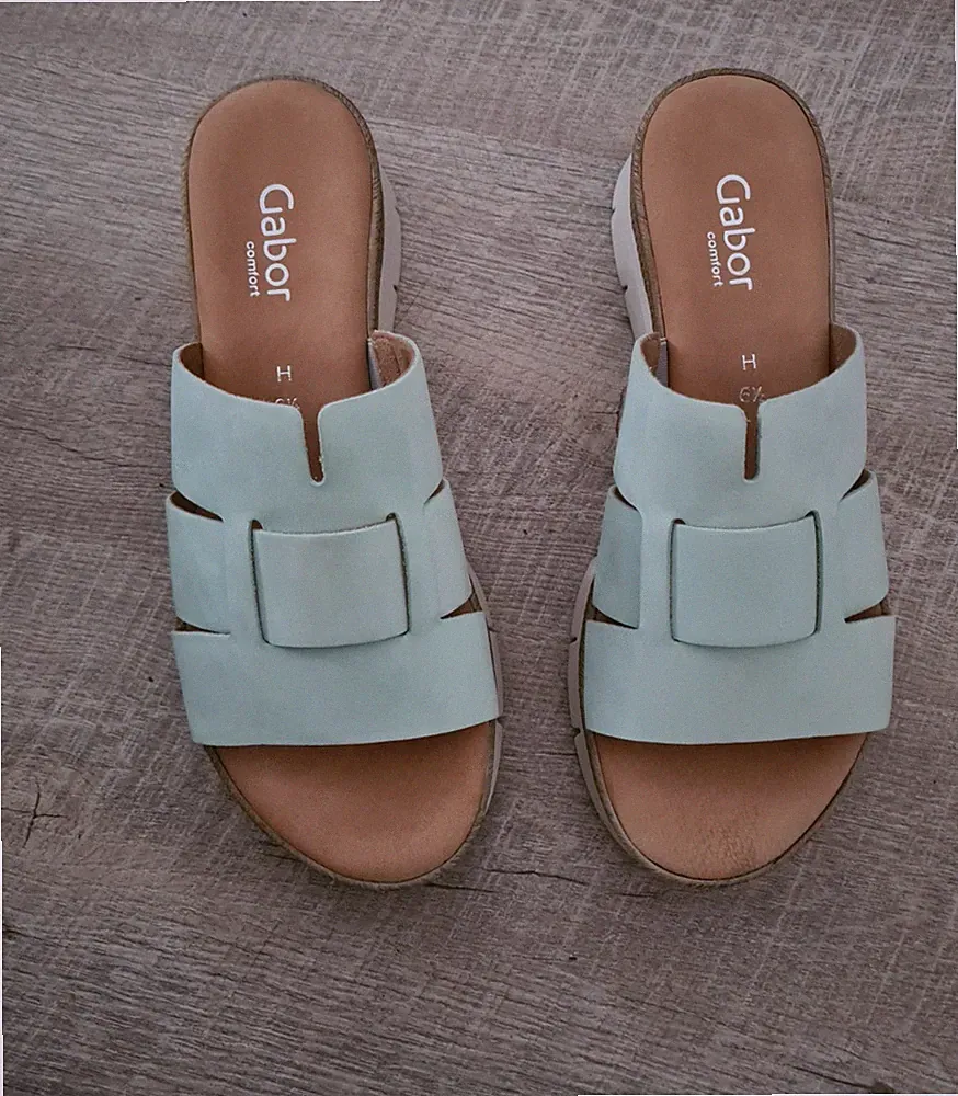 Moderne Comfort Pantolette in mint von Gabor Gr. 6,5/ 39,5 Weite H Neu