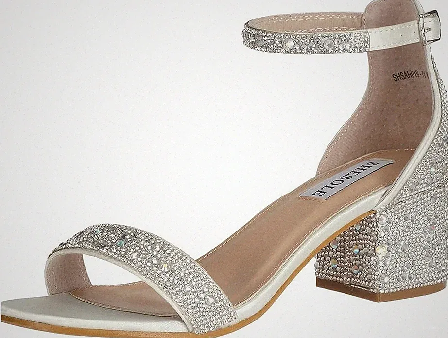 MS SheSole Damen Knöchelriemen Strass Blockabsatz Braut Sandalen Zehenpartie - EU 41