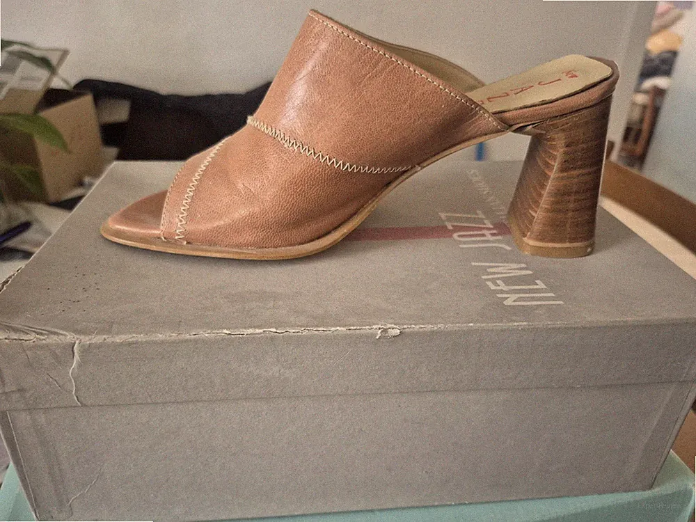 Mules Pantoletten Blockabsatz beige 39