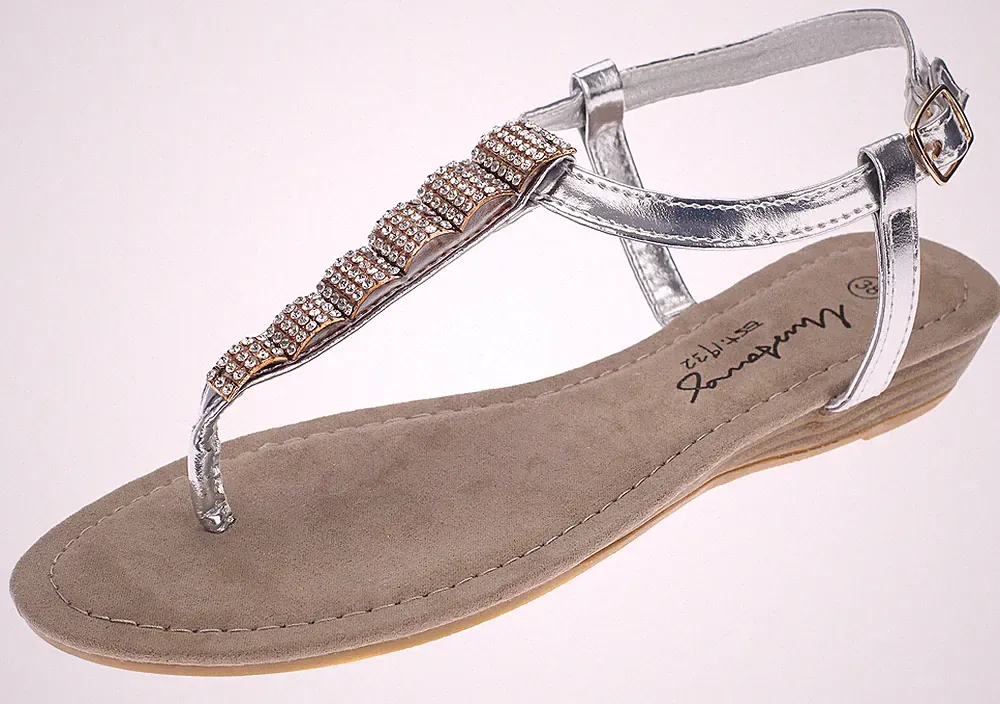 Mustang Damen Sandalen Zehentrenner Riemchen Keilsandaletten Silber 39 40 41