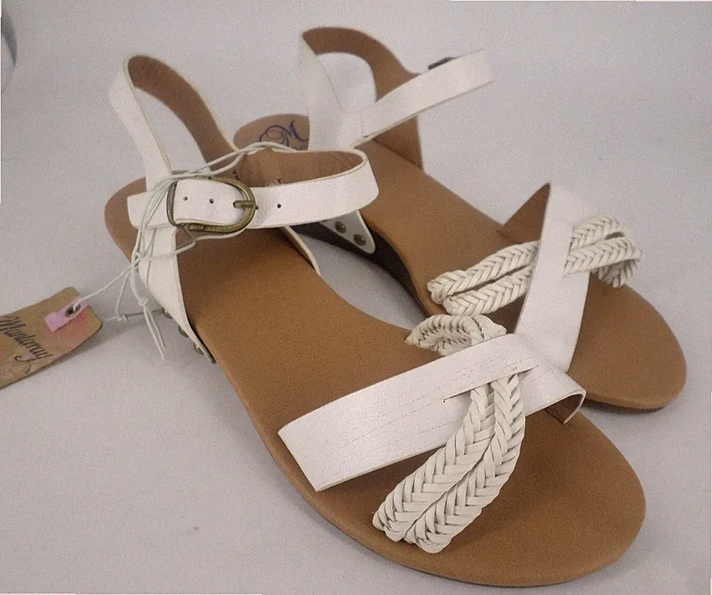 Mustang Maddie Sandalen Keilabsatz weiß UK 7 EU 40 UVP 29£ LN08 JJ 02