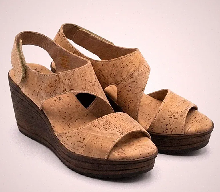MyCork Portugal Natural Cork Plateau Keilabsatz Sandalen Damen Lüttich Sandal...