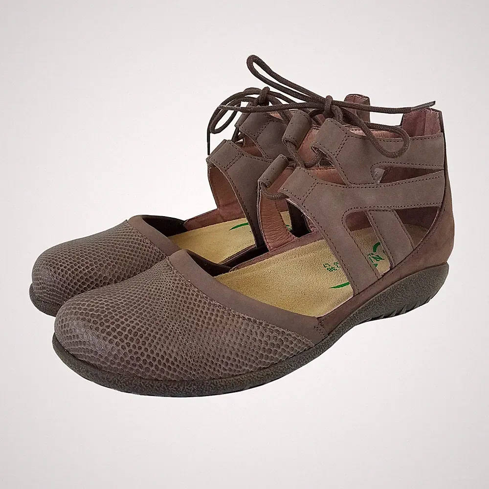 Naot Kata Damen Sandalen braun kombi Gr. 38 Leder Schuhe Sandaletten verstellbar