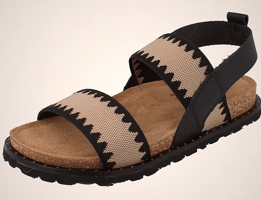 NATURAL SENSE Damen Sandalette beige schwarz Nappa Textil Bio