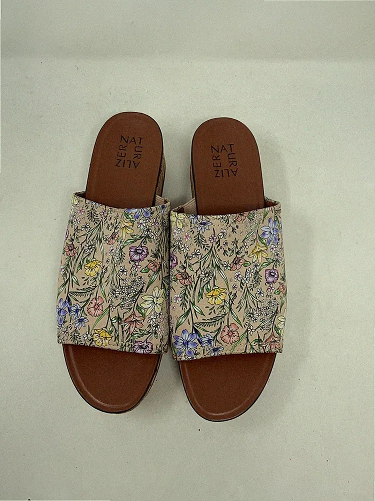 Naturalizer Floral Plateau Pantoletten Korkabsatz Sommer Neutral Sandalen UK: 6,5 (F2)
