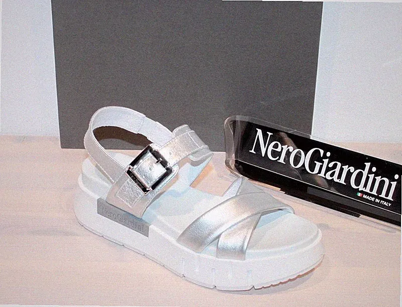 NERO GIARDINI Leder-Sandale Plateau Wedges Sandalette - Made in Italy - Neu!