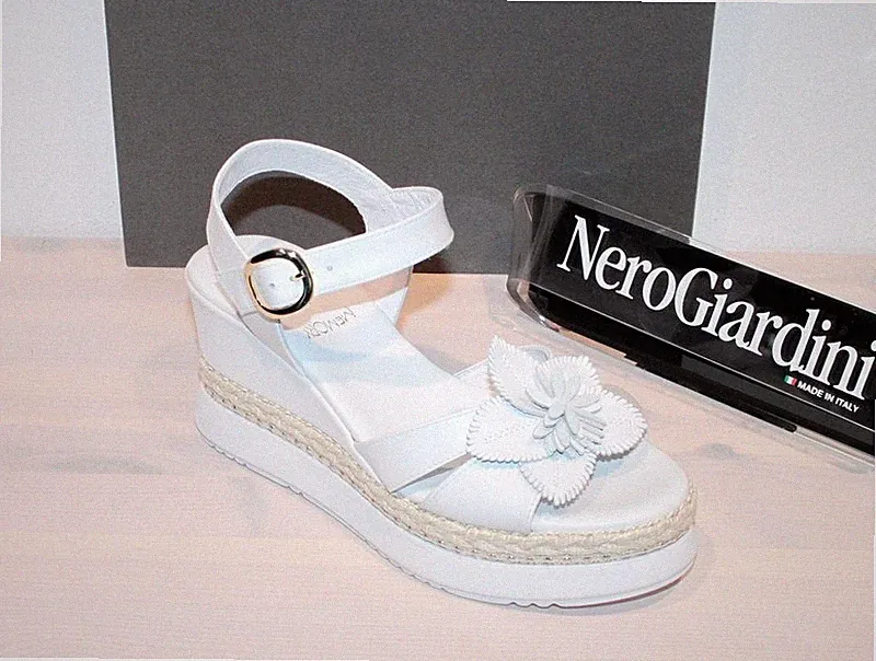 NERO GIARDINI Leder-Sandale Plateau Wedges Sandalette - Made in Italy - Neu!