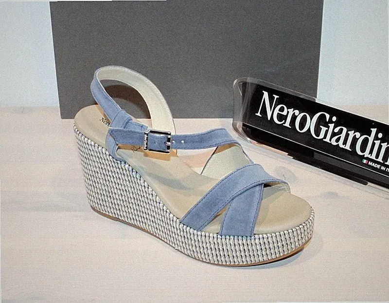 NERO GIARDINI Wildleder-Sandale Plateau Wedges Sandalette - Made in Italy - Neu!
