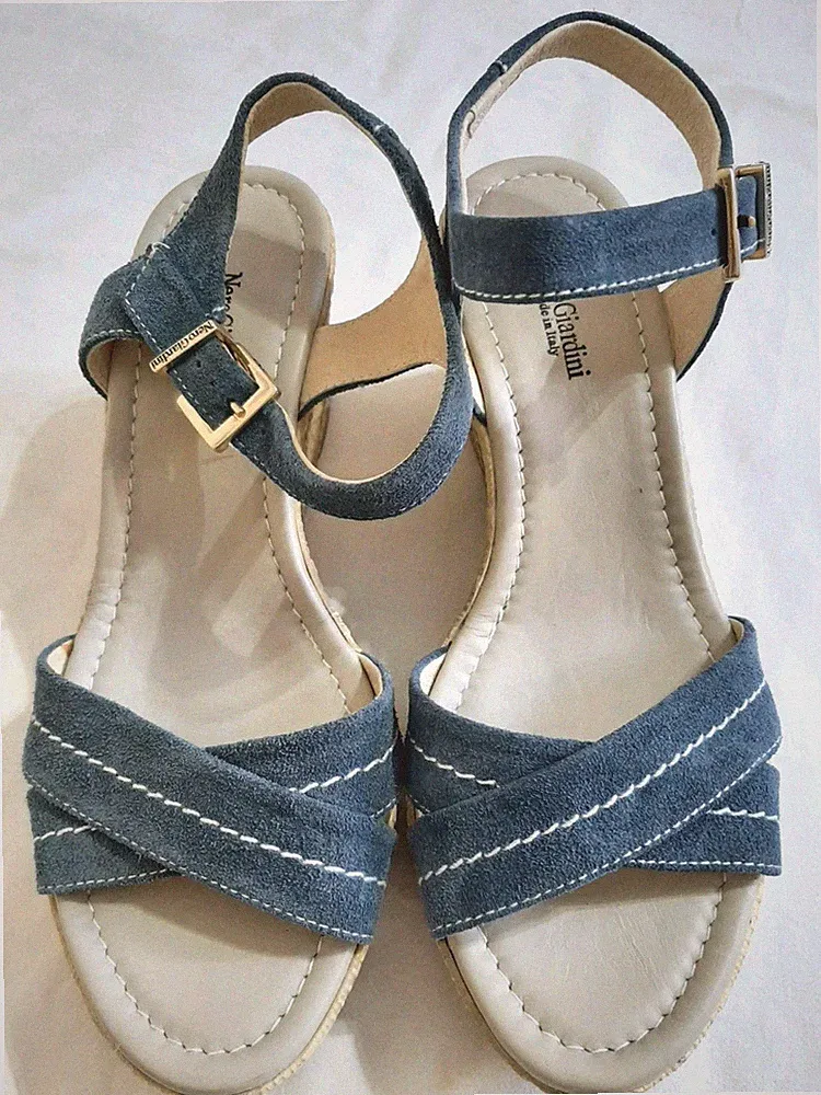 NeroGiardini Damen Sandalen Keilabsatz 37 Neu Karton / Women Suede Wedge Sandals...