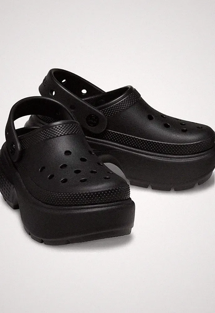NEU Crocs Plateau Stomp Clogs | schwarz | UK Herrengröße 6, Damengröße 7 | Unisex "