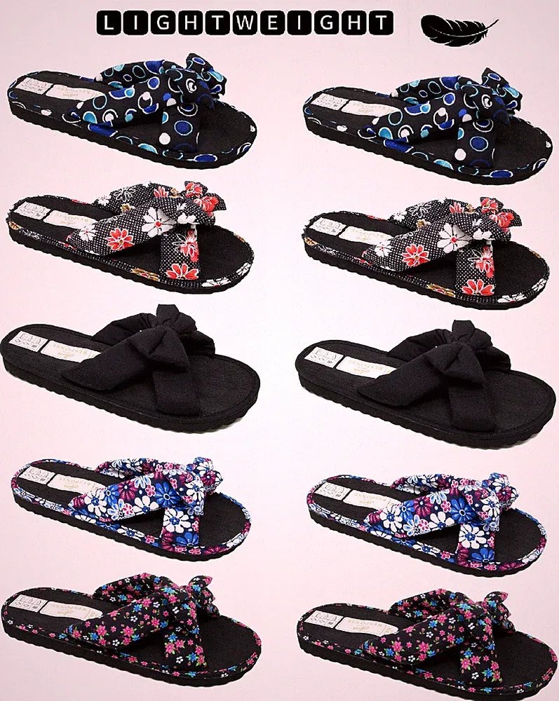 NEU DAMEN DAMEN LEICHTE FLACHE SLIPPER STOFF PANTOLETTEN SOMMER SANDALEN FLIP FLOPS GRÖSSE
