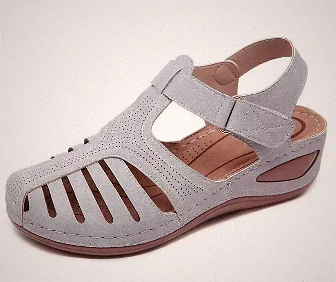 Neu Damen Keilsandalen mit Hohlausschnitt Geschlossene BequemeSommer Zehenpartie
