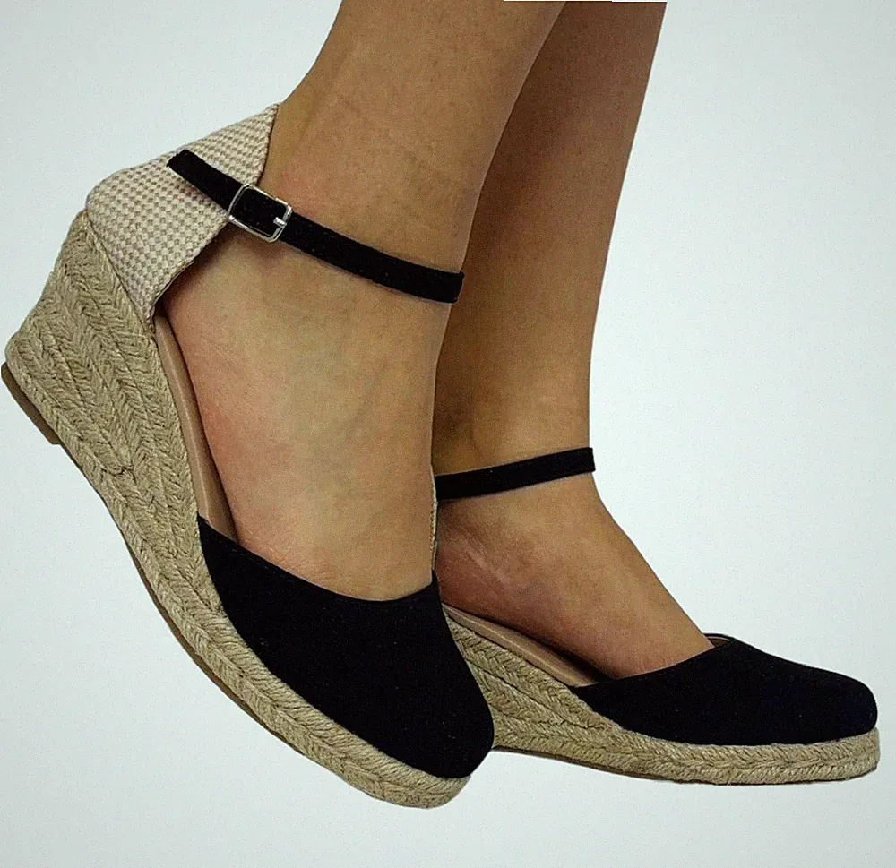 NEU DAMEN MODE KEILE KNÖCHELRIEMEN PLATEAUSCHUHE GRÖSSE 3-8