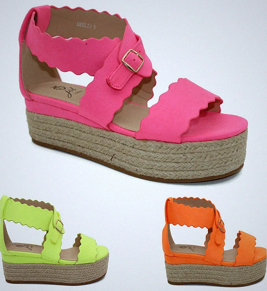 Neu Damen-Plateausandalen Sommer Kork mittelhoher Absatz Keilabsatz zehenfrei UK 3–8