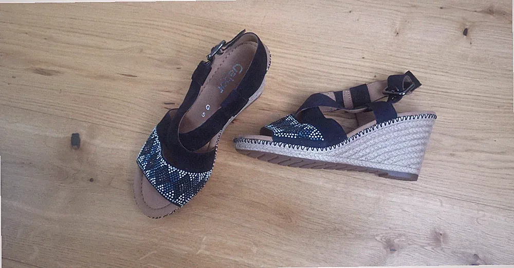 Neu🏷️Gabor Comfort Keilabsatz Pailletten Sandale Espadrilles Gr. 38, Weite G
