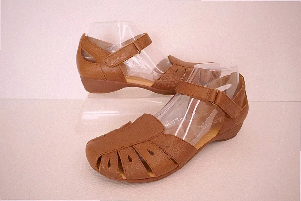 NEU HOTTER MAY RICH HELLBRAUN LEDER FISCHER KOMFORT SANDALEN UK 5,5 STD UVP £75,00