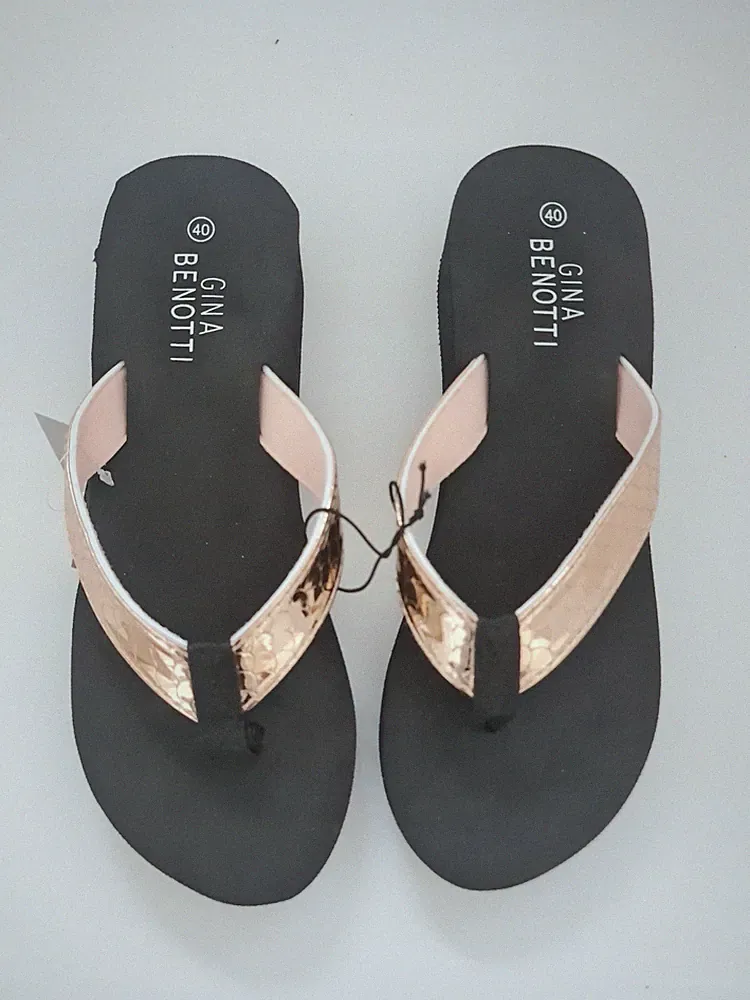 NEU Keilabsatz Flip Flops Sandalen Rosegold Gina Benotti 40