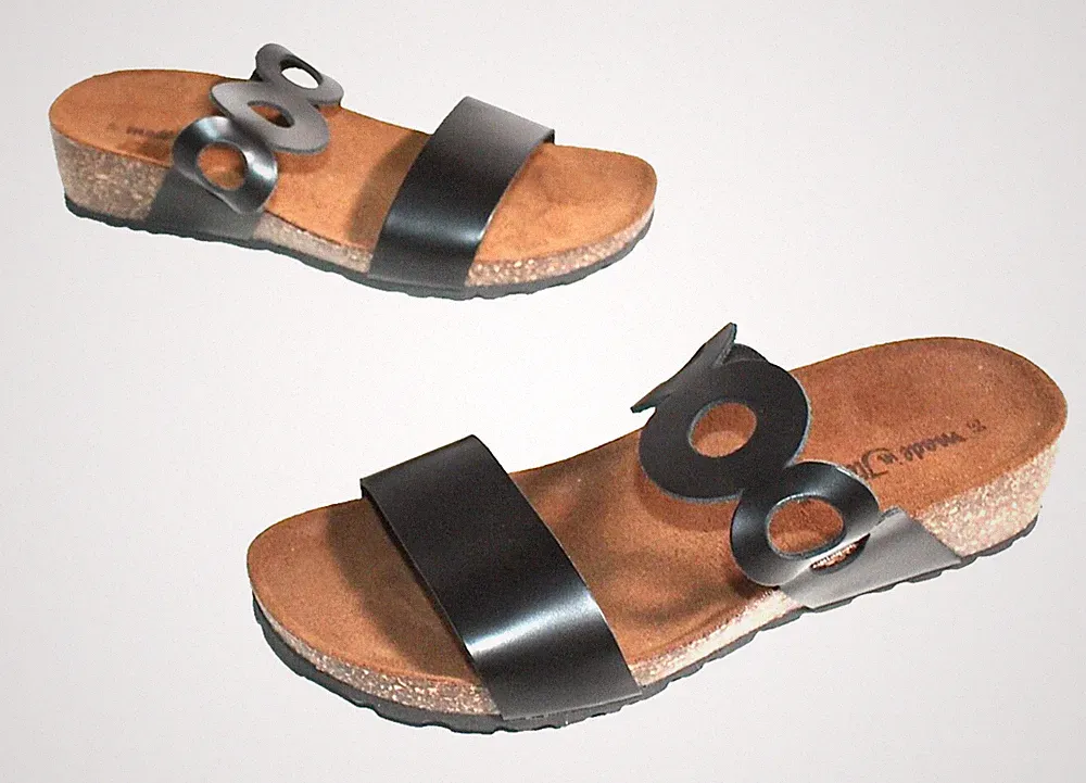 NEU MADE IN ITALY PANTOLETTE SANDALETTE SCHLAPPEN WEDGE FUßBETT 39 LEDER #3-8 #