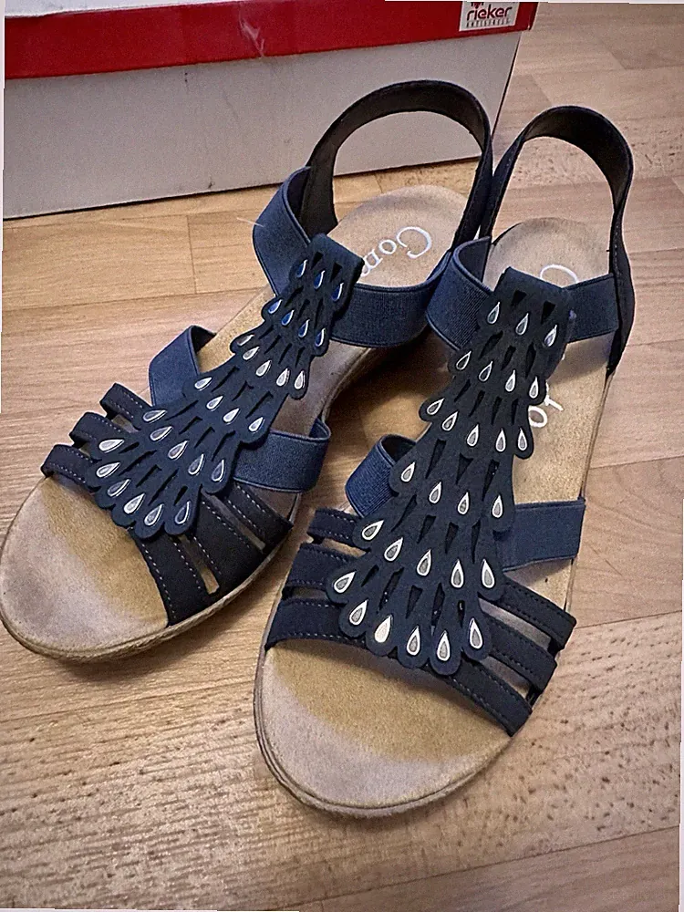 Neu Rieker Comforto Gr 40 Sandalen Blau