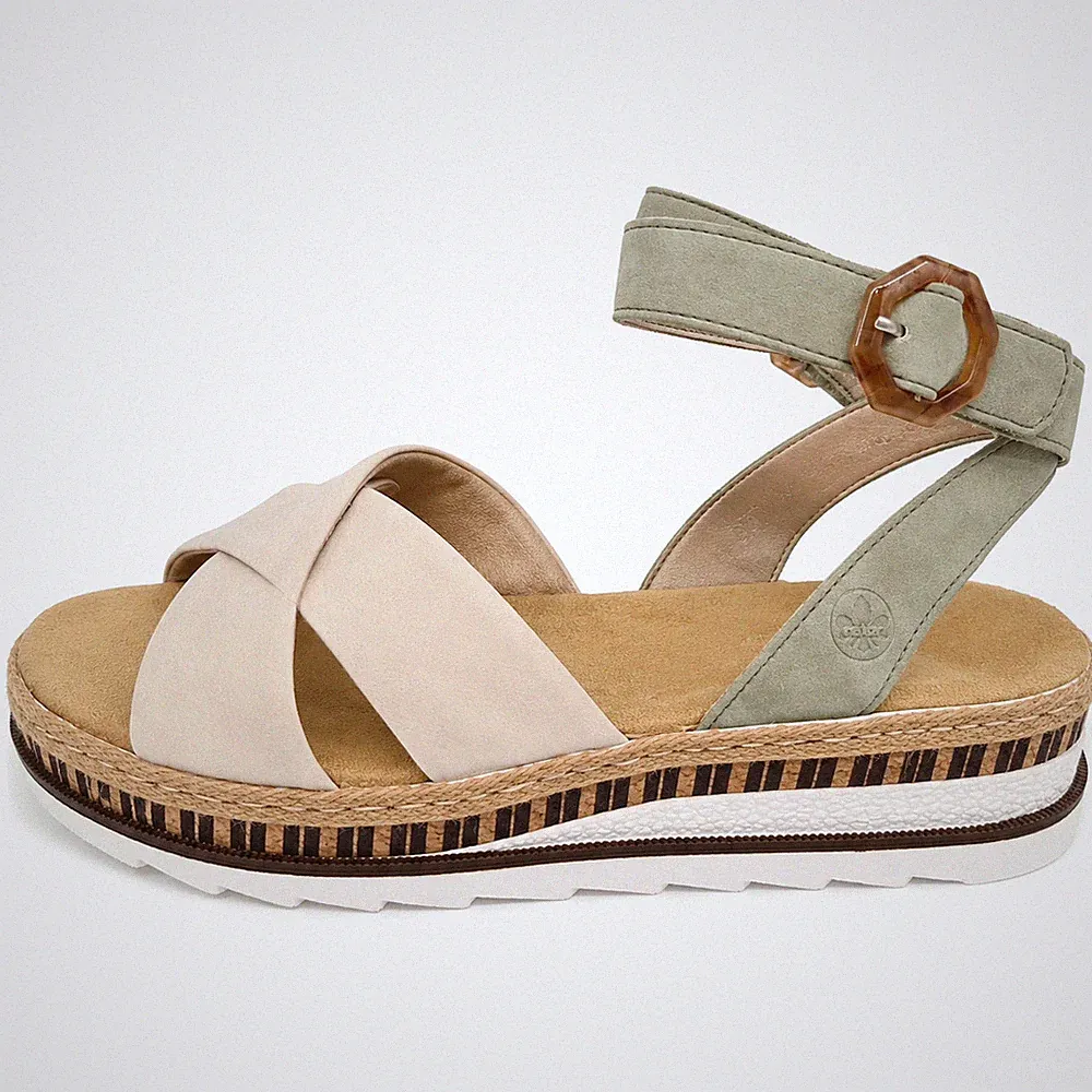 NEU Rieker Damen Sandalen Sandalette Pantolette Plateau Mehrfarbig 39 (8 619)