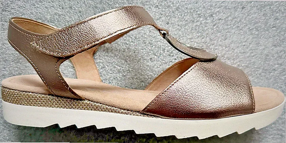 NEU SCHÖN Sandalen GABOR Comfort Gr.5,5(38,5-39) G Leder Beige-Metallic NP119€