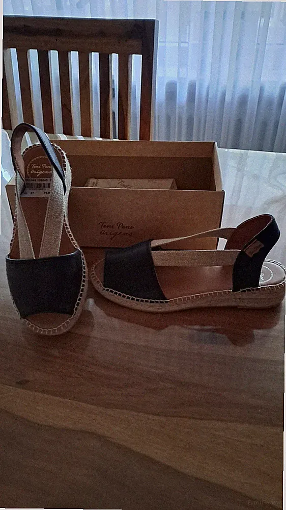 NEU Toni Pons Sandalen - Espadrille Sandaletten Gr. 37 schwarz beige Leder Jute