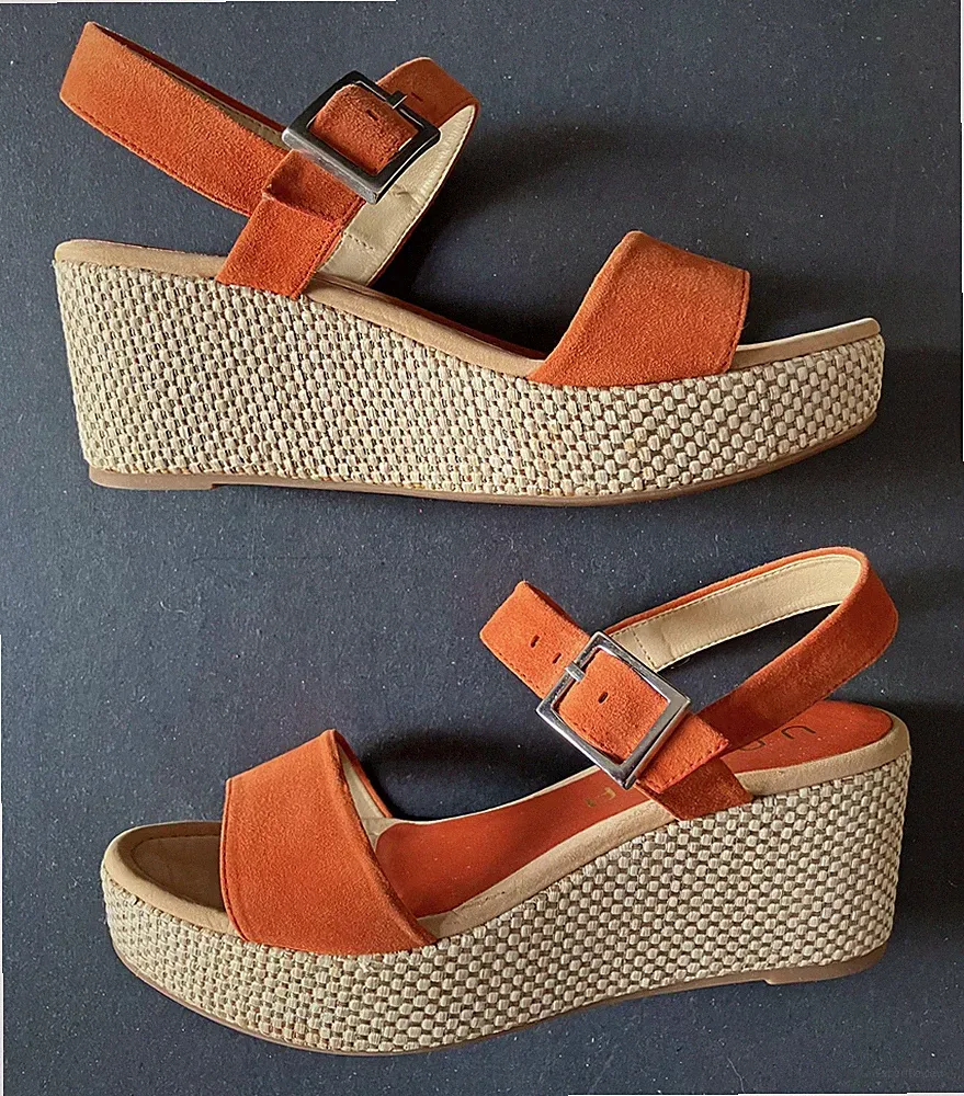 NEU UNISA KIBON KS Sandalen Gr 39 Damen Leder Wildleder carrot Keilabsatz Wedges