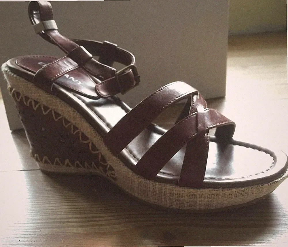 NEU WOW! HIGHHEEL KEIL SANDALETTE ECHTLEDER PLATEAU GR 40 CHILLANY braun *100671