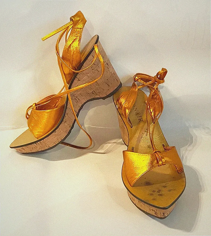 NEUE CAFE NOIR SCHUHE, SANDALEN, KEILABSATZ (MUSTER, KLEINE MÄNGEL) - GR. 37
