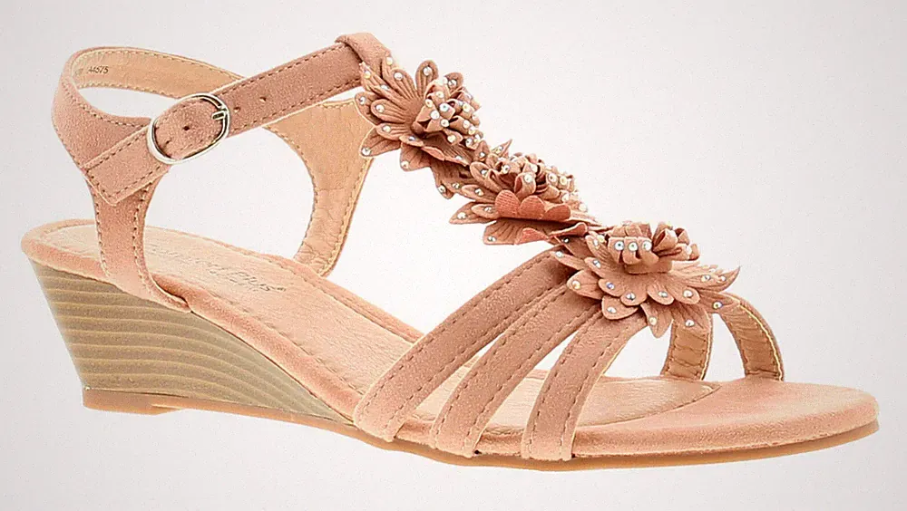 Neue Catalina bequeme formelle Freizeit-Sandalen Übergröße Keilabsatz UK 3–8