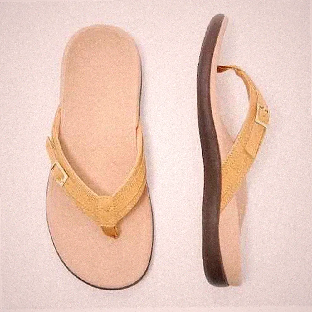 Neue orthopädische Damen-Sandalen Flip-Flops Freizeit flach niedriger Keilabsatz Größe