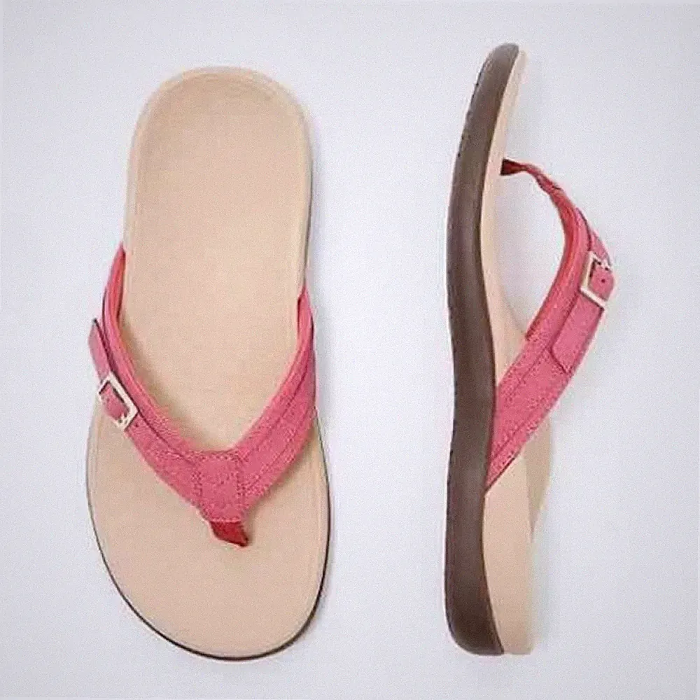 Neue orthopädische Damen-Sandalen Flip-Flops Freizeit flach niedriger Keilabsatz Größe