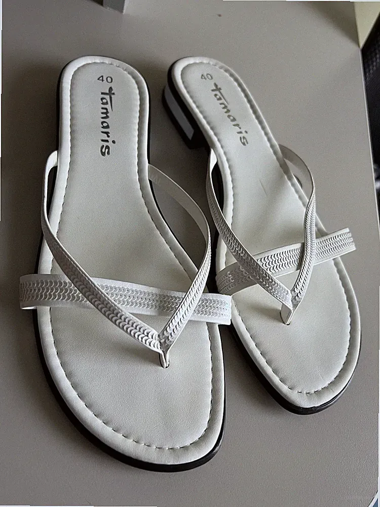 Neue Tamaris Pantoletten Gr 40 Creme/weiß