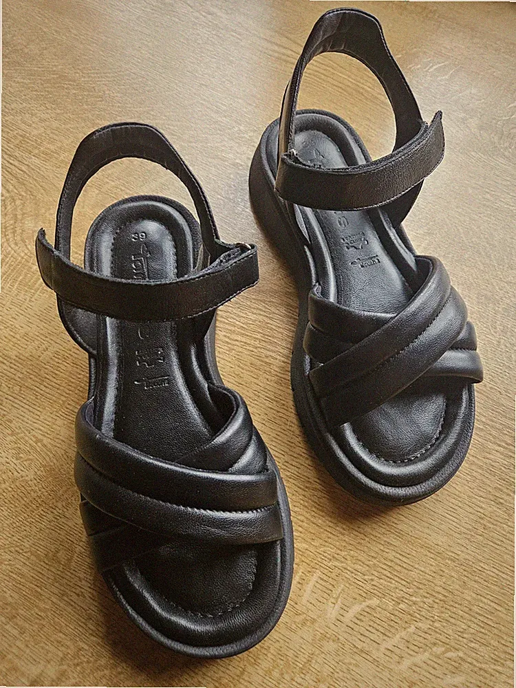 Neuwertig: Tamaris Damen Sandale Schwarz; Größe 39