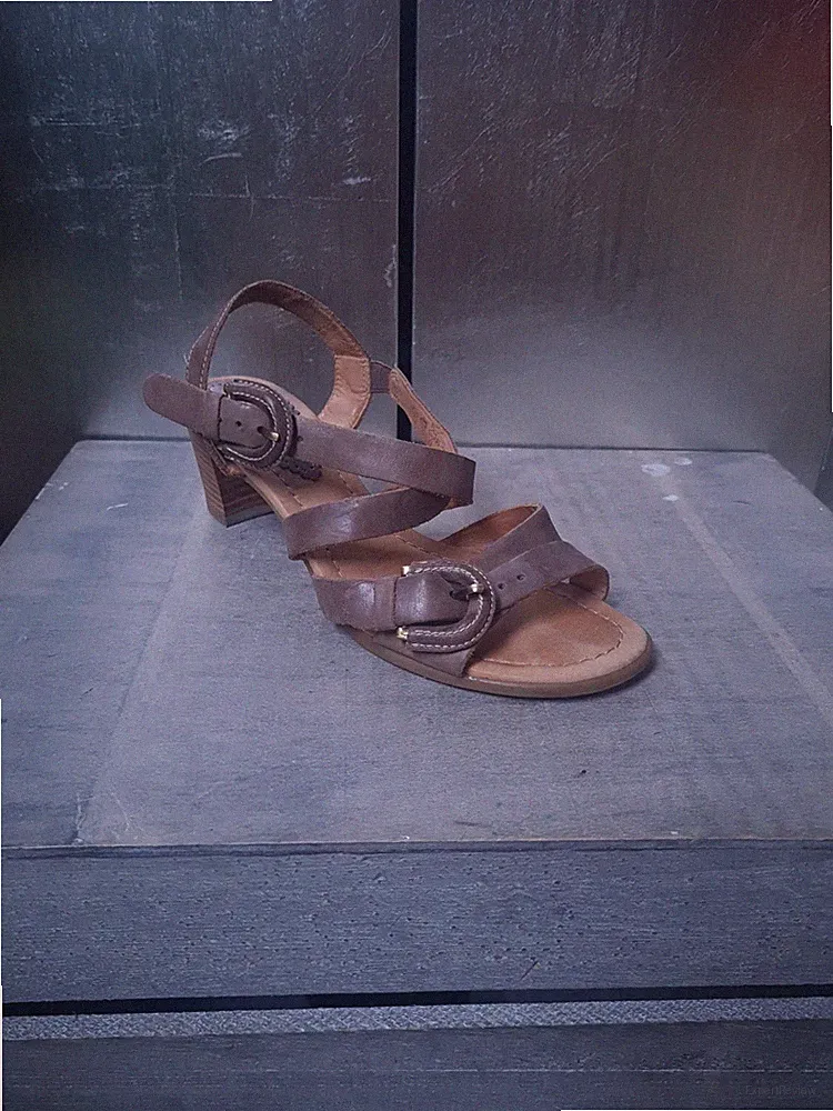Neuwertige GABOR Sandalen Gr 38 (5) Sandaletten Absatz Schuhe braun grau #1304