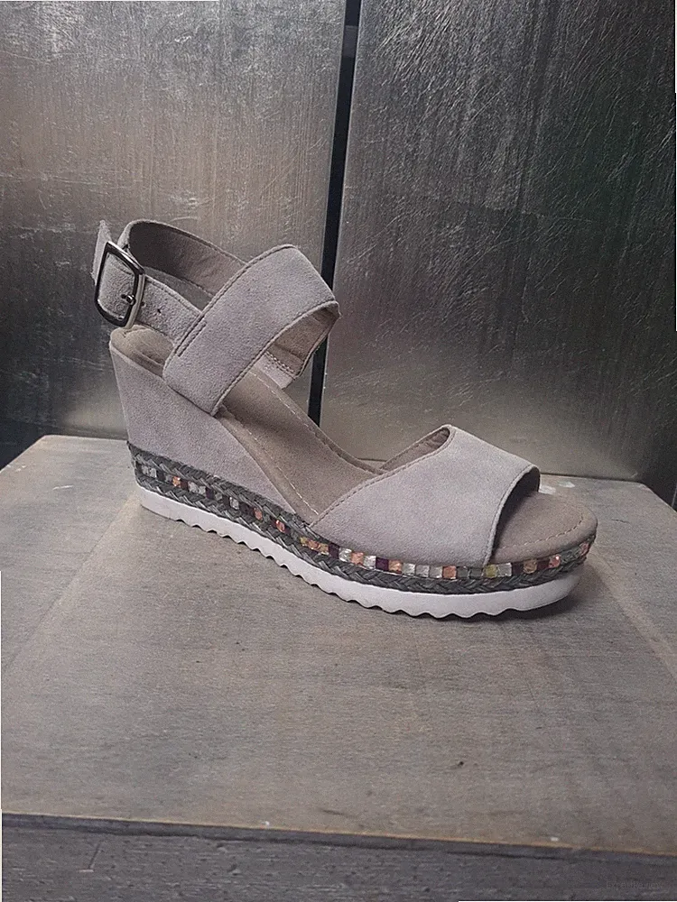 Neuwertige GABOR Sandaletten Gr 39 (6) grau Sandalen Plateauschuhe Steine 1999