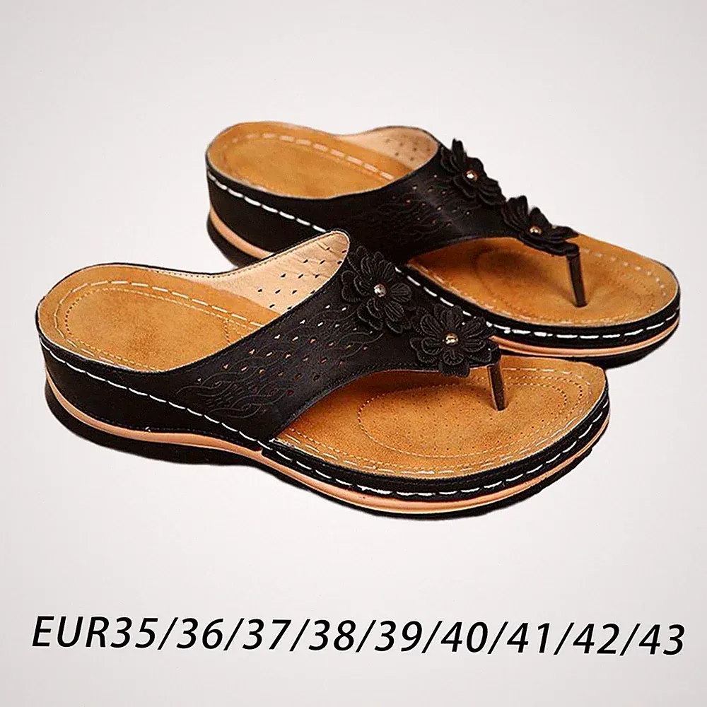 Niedriger Keilabsatz Damen-Sandalen Plateauschuhe Flip-Flops flache Schuhe rutschfeste Damen