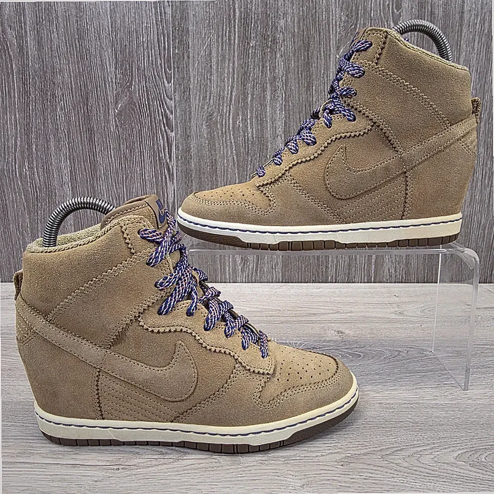 Nike Dunk Sky Hi Damengröße UK 5 versteckter Absatz braun Wildleder Filbert Turnschuhe