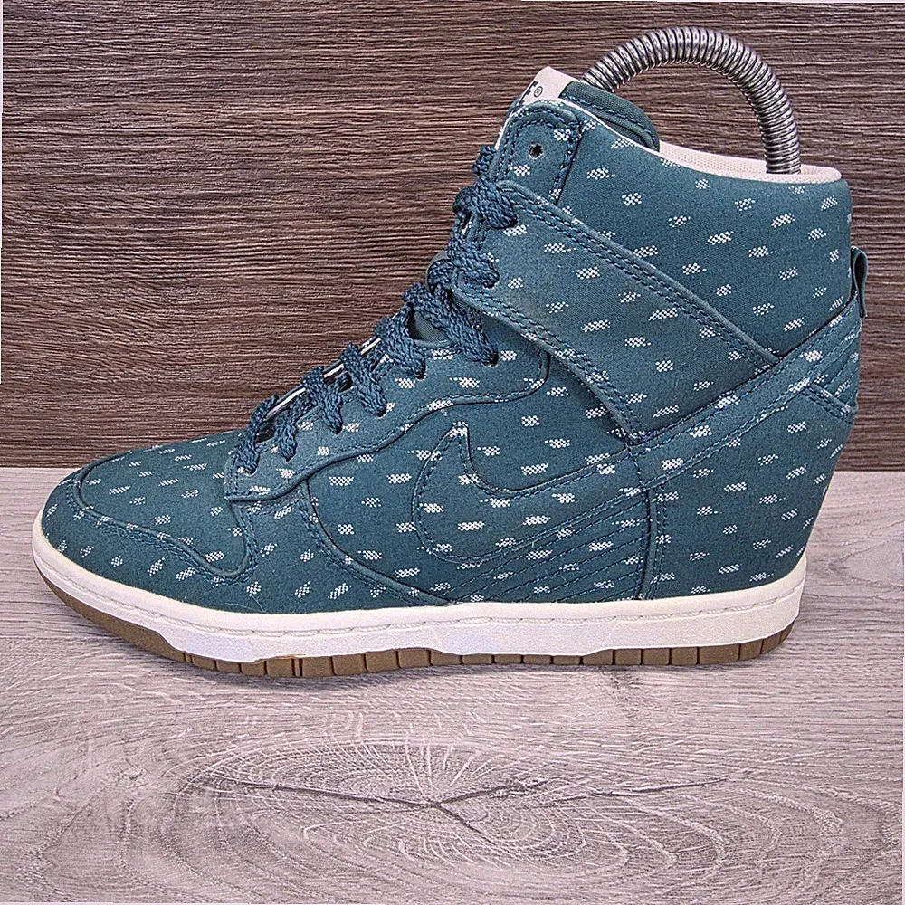 Nike Dunk Sky HI Wedge Print Größe UK 5 Grün Selten Turnschuhe Absatz (543258 300)