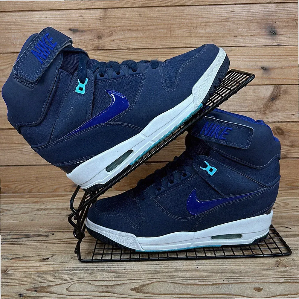 Nike Turnschuhe Damen UK 5,5 Air Revolution Sky Hi blau Keilabsatz versteckter Absatz Schuhe