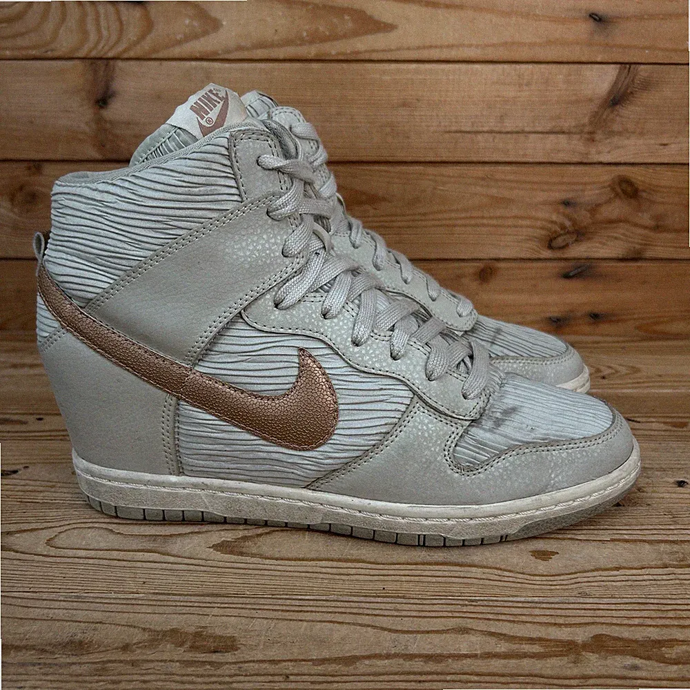 Nike Turnschuhe Damen UK 7 Dunk High Sky Hi Bone Metallic Rot Bronze Keilabsatz