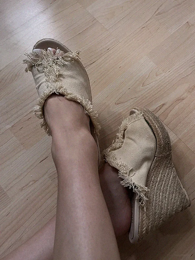 NLY Shoes Mules Keilabsatz Espandrilles Gr. 38 Beige Bobo Damen Schuhe Absatz