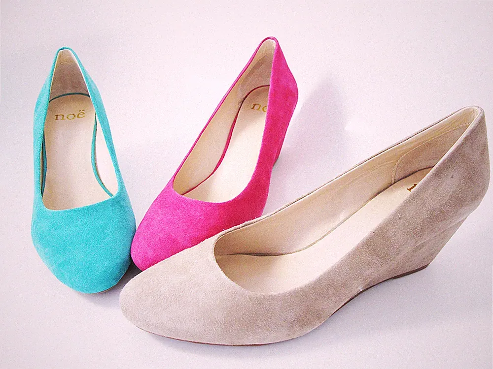 Noe Damen Plateauschuhe Wildleder Leder Keilabsatz Plateauschuhe
