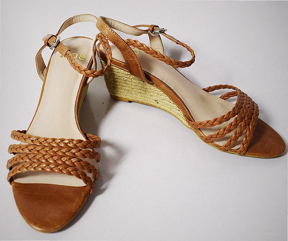 Noe Leder Sandalen Plateau Damen Keilabsatz Sandalen Schuhe Hausschuhe Braun