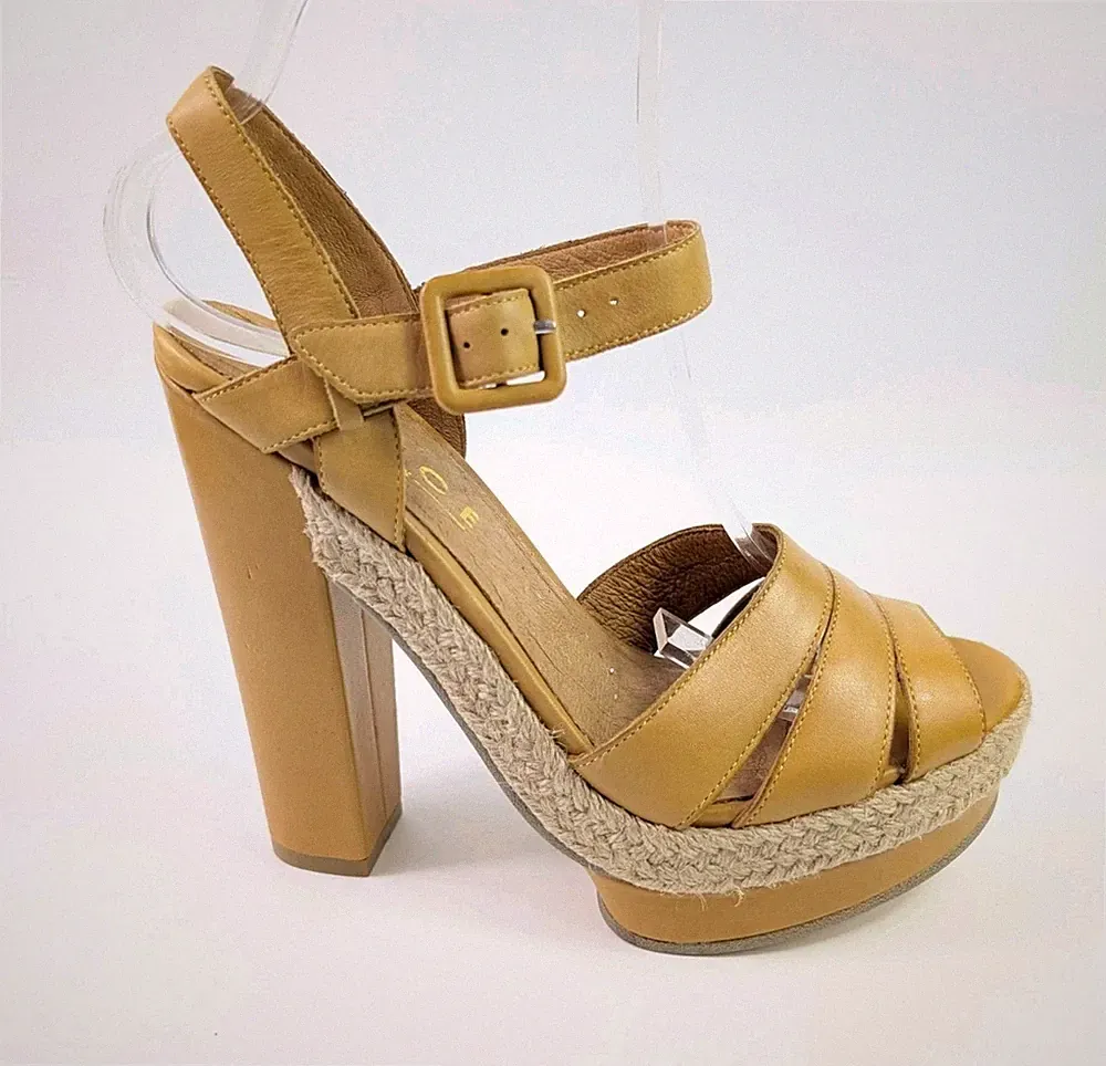 Office London Leder High Heel Plateau Sandalen UK 6 EU 39 makellos
