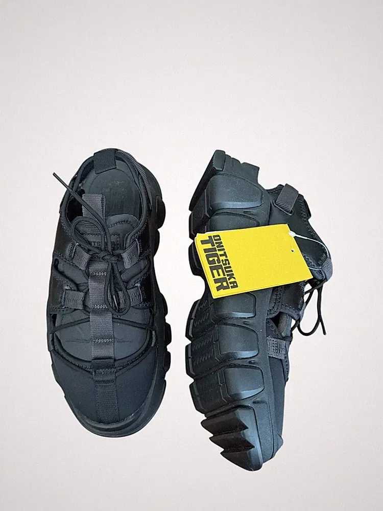 Onitsuka Tiger Dentigre Käfig Sandalen schwarz Plateau klobig neu UVP 180 £ UK 6