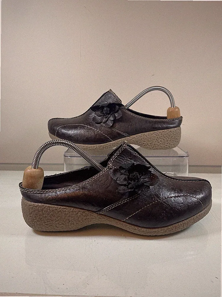 Orchard Kunstleder Pantoletten Clogs Schuhe Sliders Größe 8 niedriger Keilabsatz