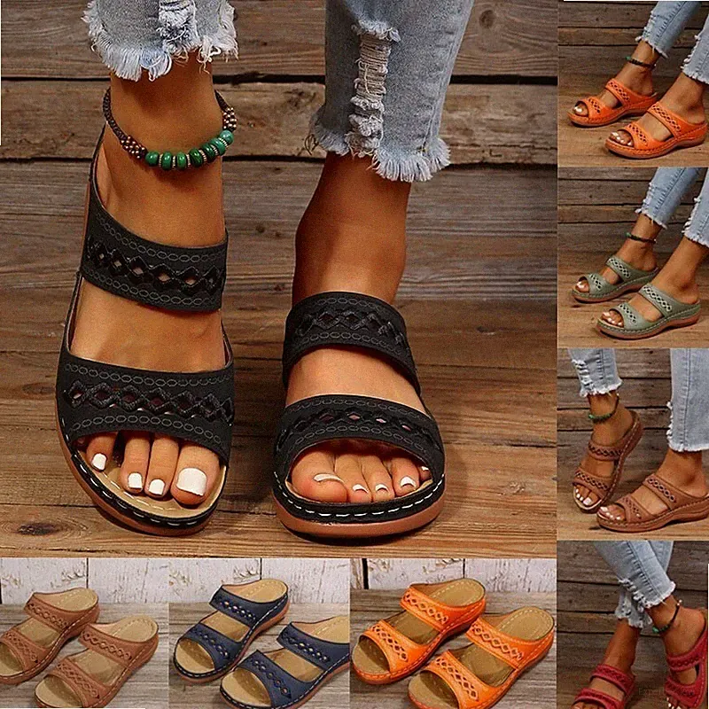 Orthopädische Damen-Sandalen Freizeit-Flip-Flops flache Slipper Größe UK